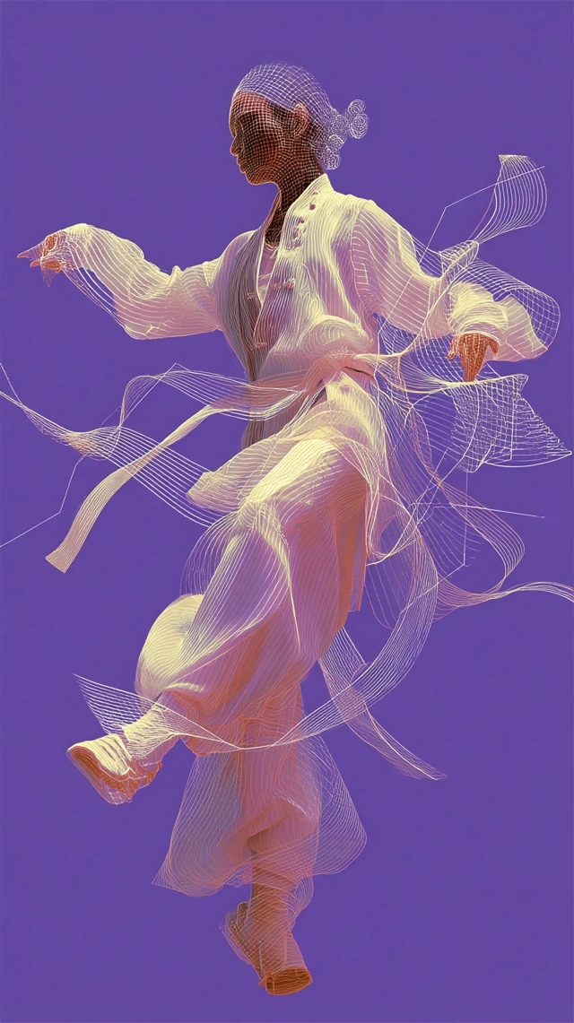 Chinese Dancer in Silk Robe Illustration