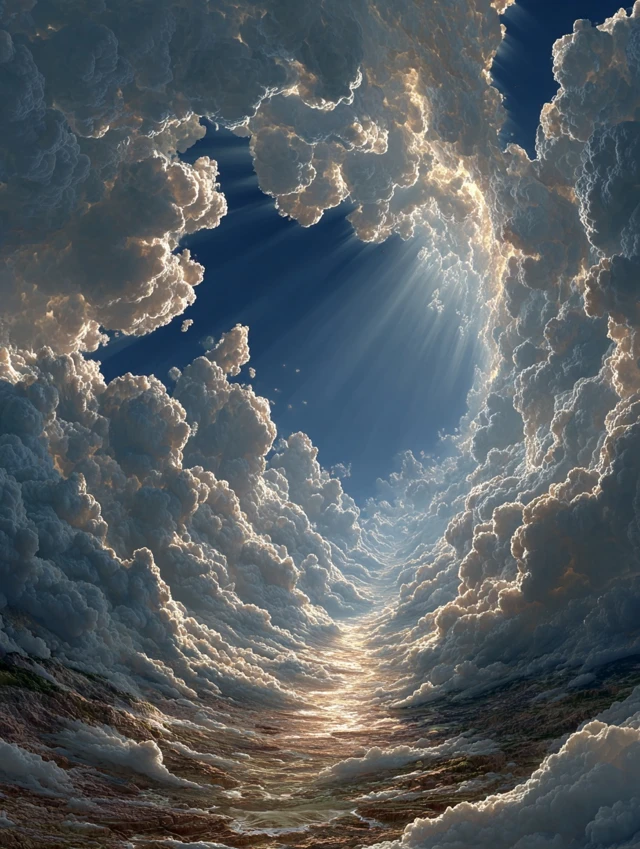 Cloud Tunnel Skyscape Golden Light Hyperrealism