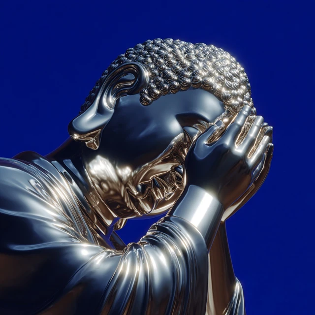 Chrome Buddha Statue Minimalist Photography