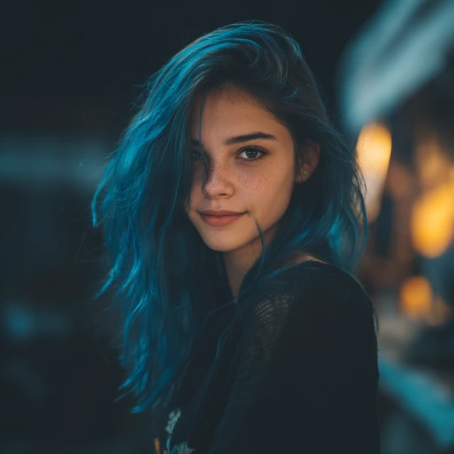 Girl with Blue Hair Portrait