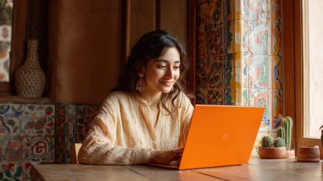 Mexican Woman Working from Home Warm and Creative