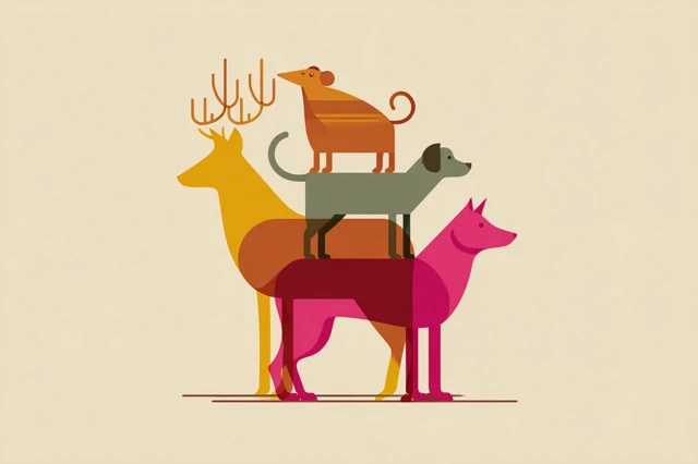 Stacking Animals Flat Illustration Art