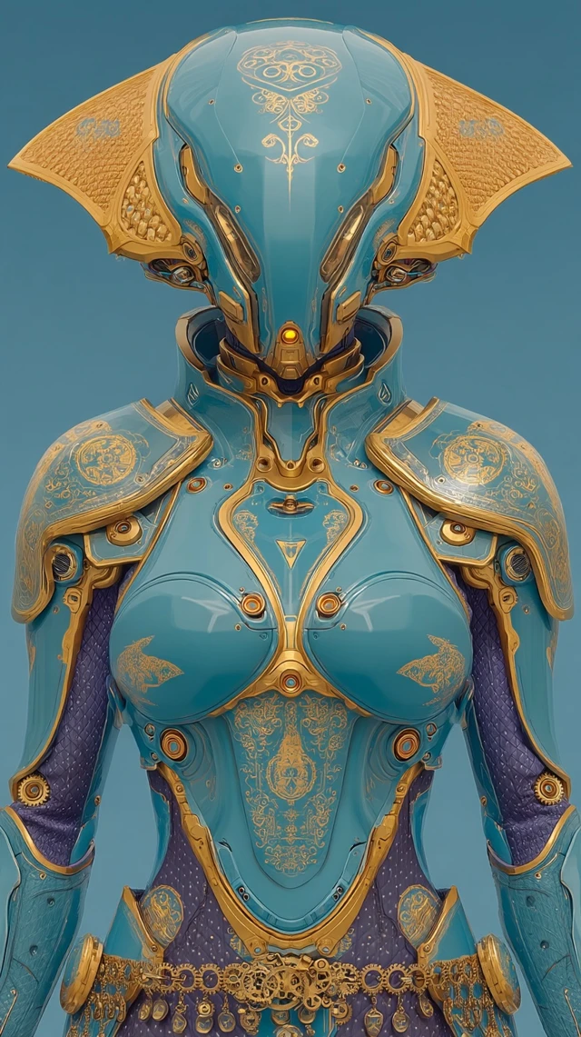 Mecha Beauty in Luxurious SciFi Armor Illustration