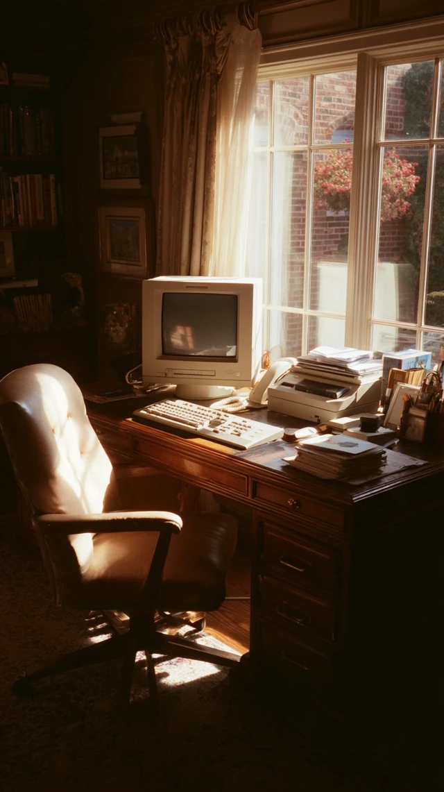 1987 Home Office Study Vintage Computer Desk
