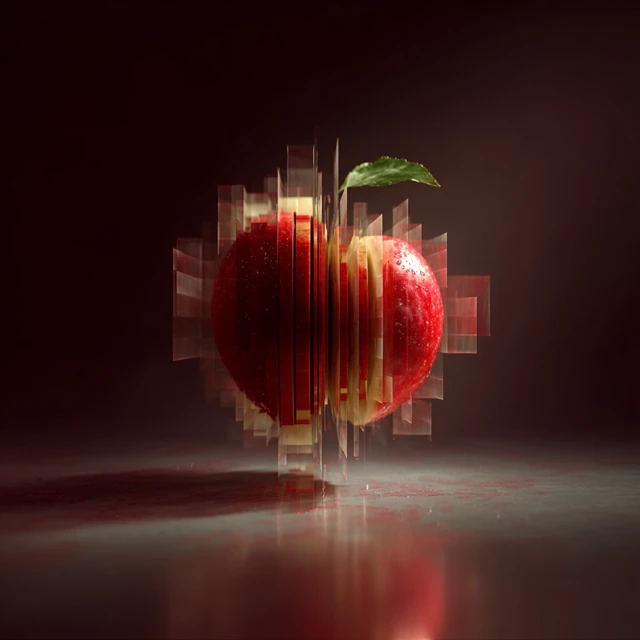 Red Apple in a Cube Creative Photography