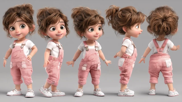 3D Pixar Spanish Girl Character Sheet