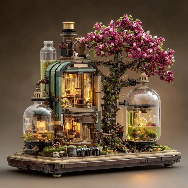 Steampunk Victorian Lab with Crystal Trees