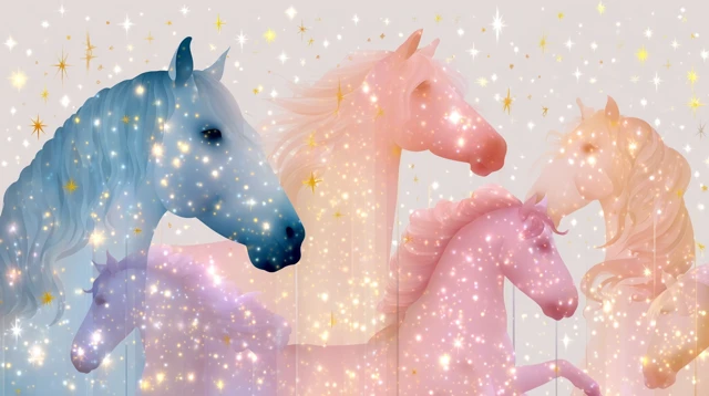 Dreamy Carousel Horses Galaxy Art