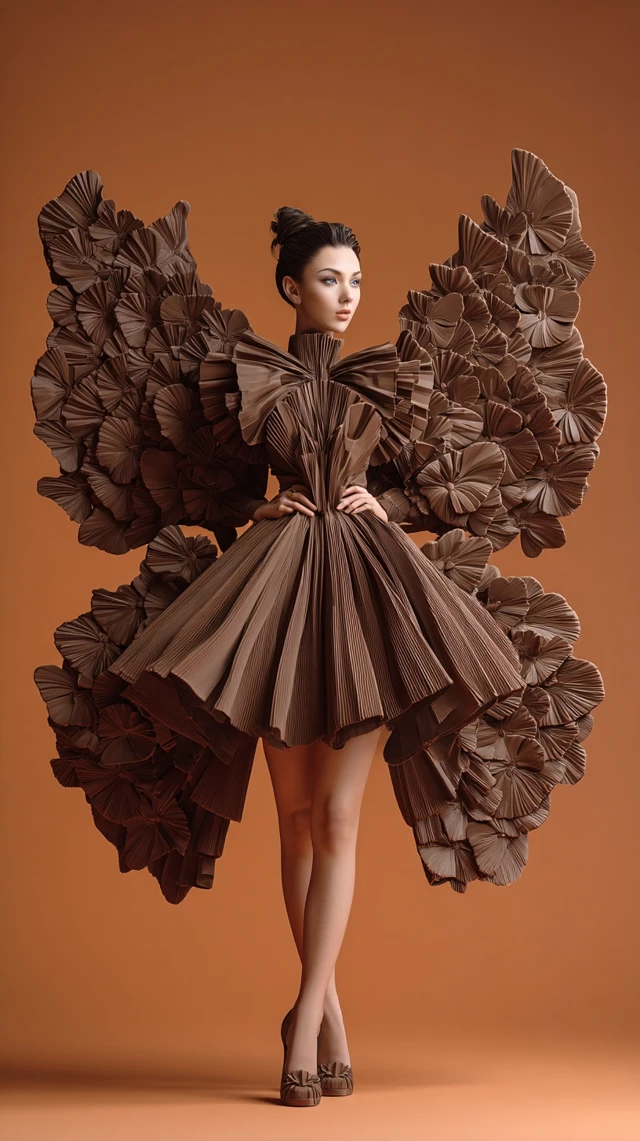 Haute Couture Dress Fashion Model 3D Clay Style