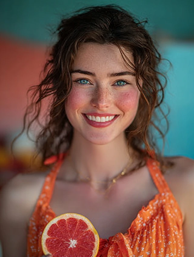 Smiling Girl with Fruit Sunglasses Portrait