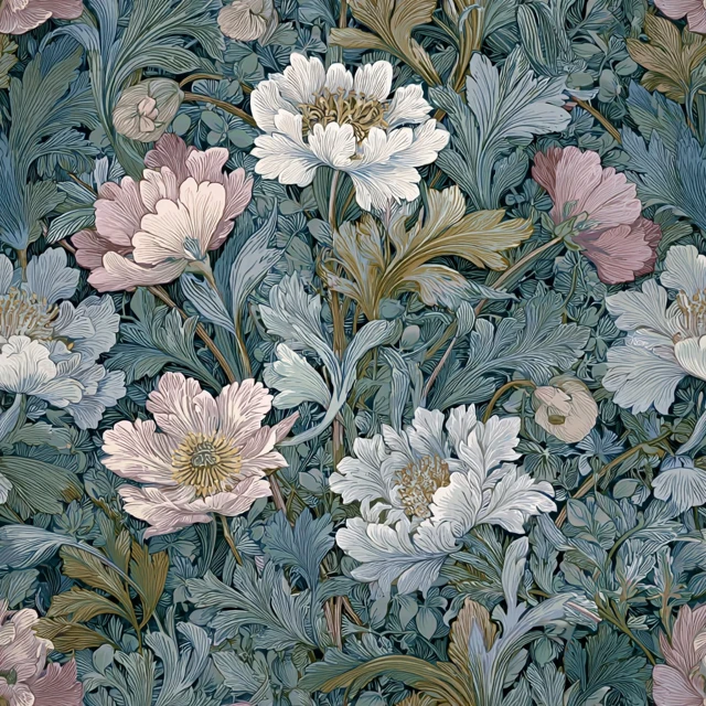 Monet Morris Floral Wallpaper Seamless Pattern