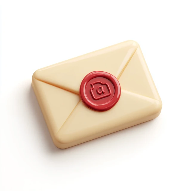 3D Envelope Icon with Red Seal for UI Design