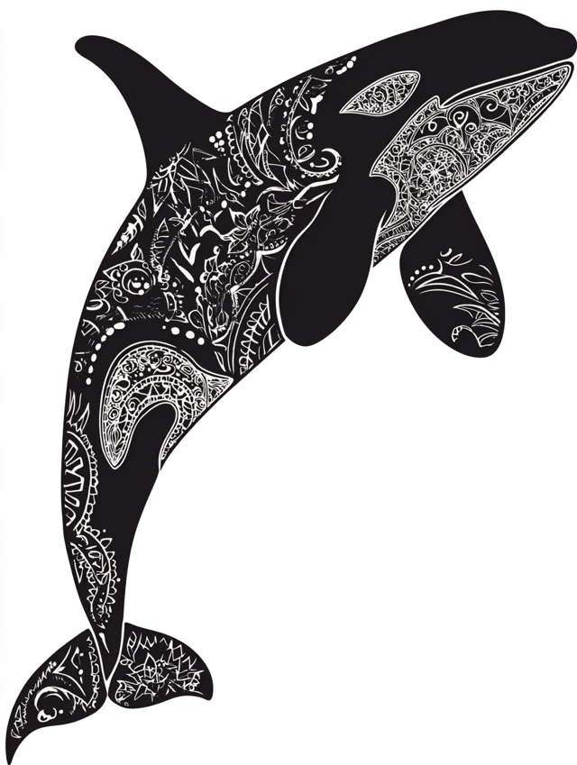 Orca Whale Mandala Tribal Art Vector Design