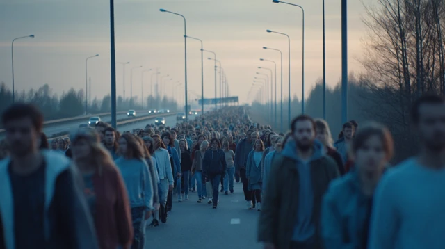 Highway March Dawn People
