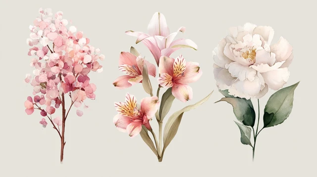 Elegant Watercolor Floral Set for Decor and Design