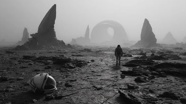 Eerie Lunar Landscape Horror SciFi