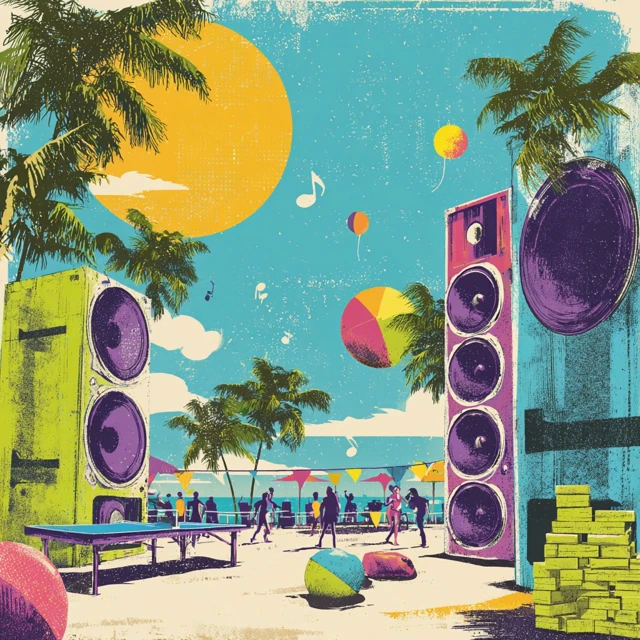 Beach Party Poster Illustration Retro Vibes
