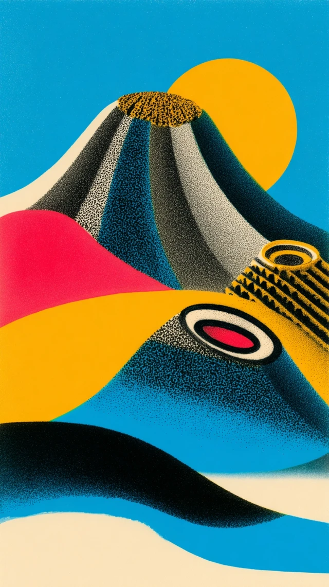 Abstract Volcanic Landscape Electronic Music Poster