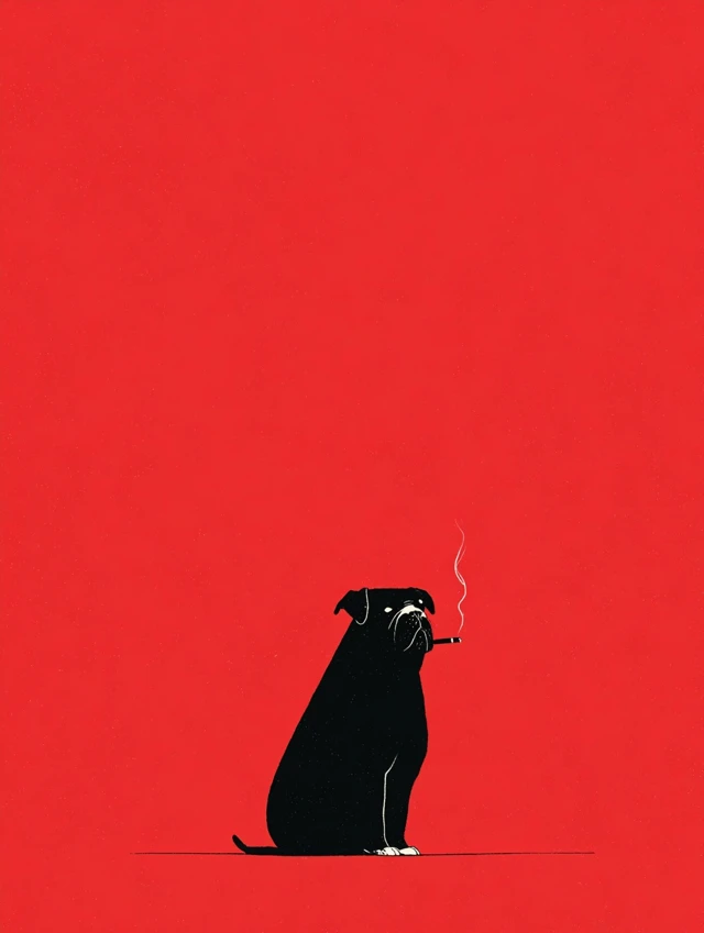 Funny Dog Illustration Minimalist Art