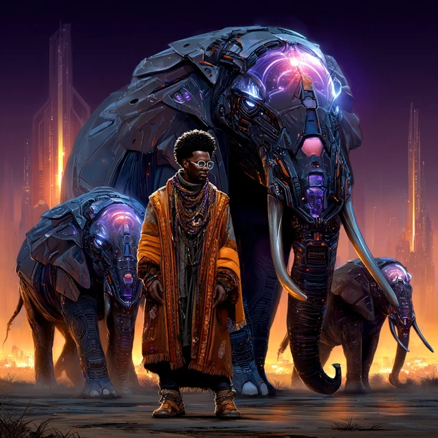 Afrocentric Futuristic Megafauna Illustration