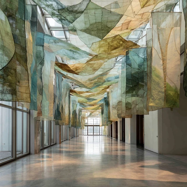 Floating Forest Canopy Textile Installation Art
