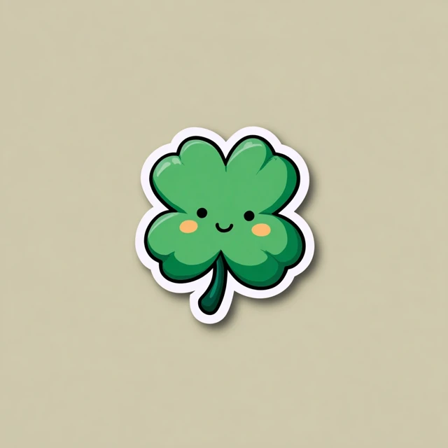 Cute Kawaii Clover Sticker Illustration