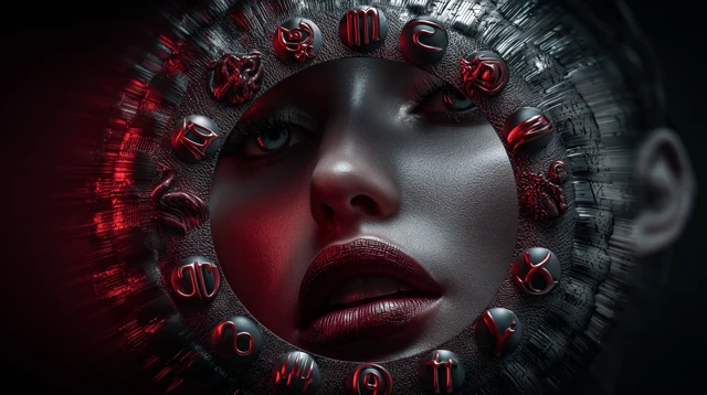 Mystical Archetypes: Glowing Icons and Feminine Face