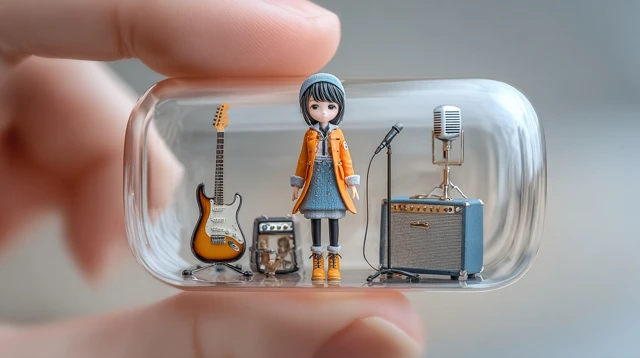 Chibi Musician In Glass Capsule Digital Art