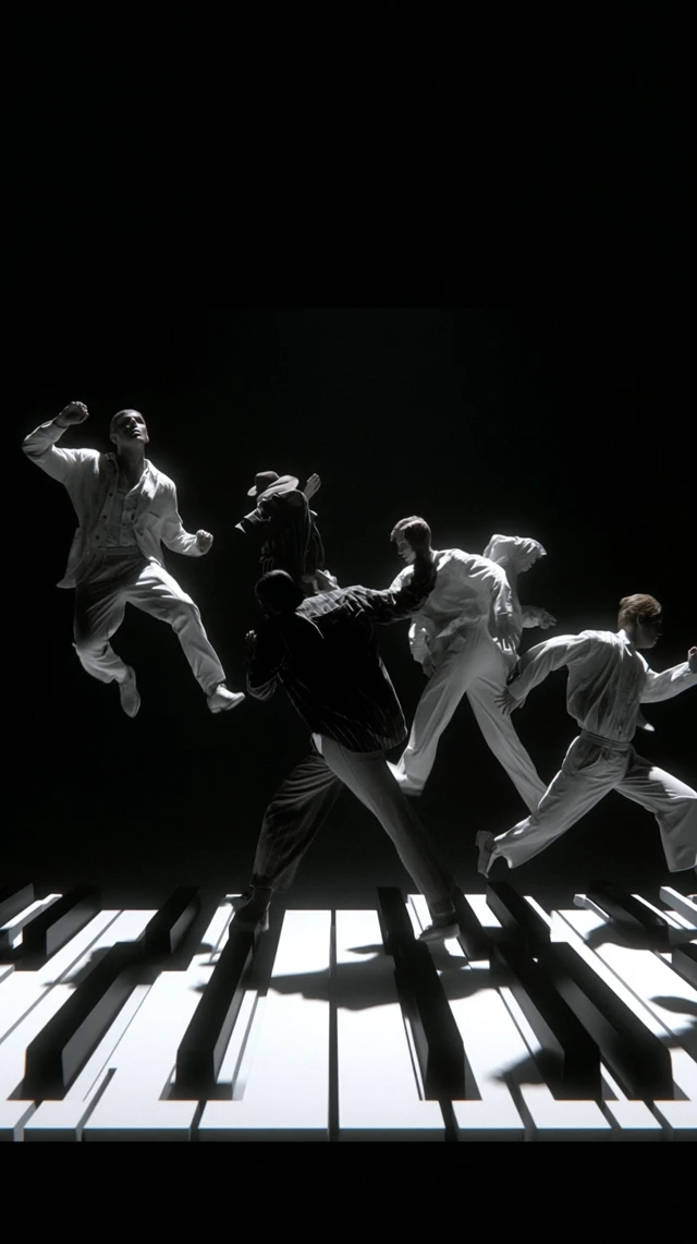 Airpods Ad Dynamic Piano Keys Jumping People