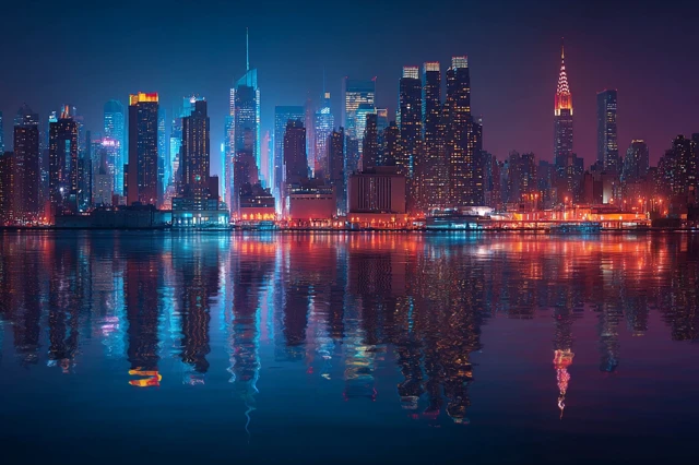 Futuristic NYC Cityscape at Dusk