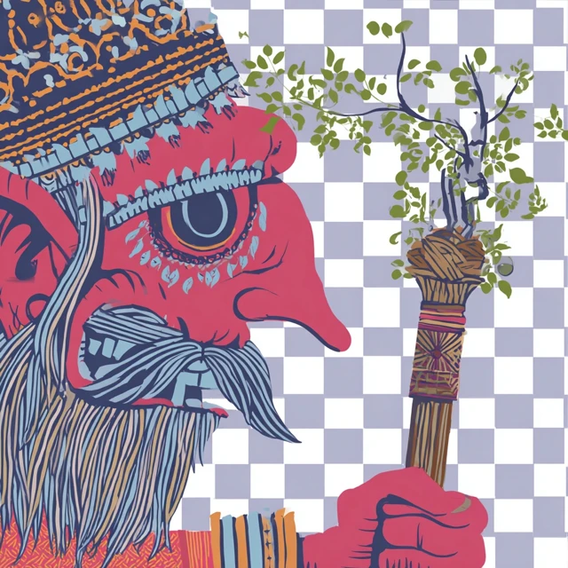 Portrait of a Horned Figure Artwork Illustration
