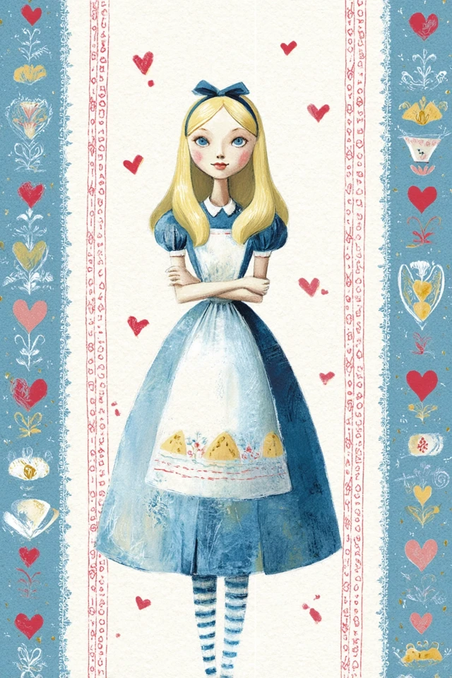 Alice in Wonderland Watercolor Border for Junk Journaling