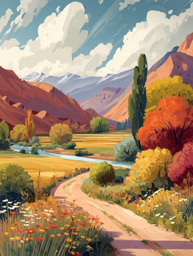 Xinjiang Scenery Illustration Artistic Landscape