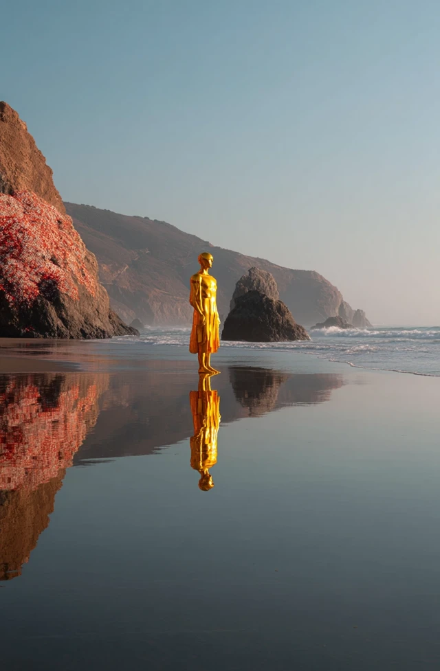 Apollo Statue Golden Shore Photograph