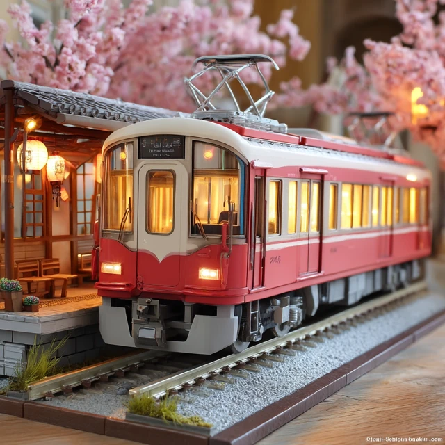 Sakura Train Spring Platform Scene Japan