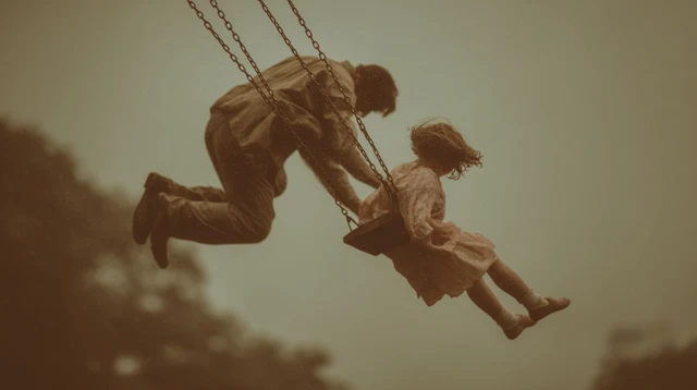 Man Pushing Girl on Swing Cinematic Photo