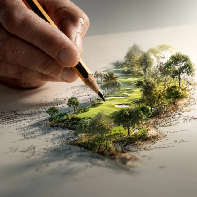 Magical Golf Course Sketch 3D Transformation