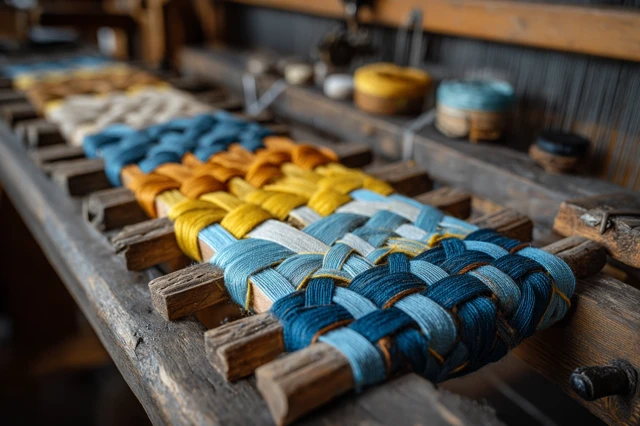 Textile Art Weaving Close Up Olympic Colors