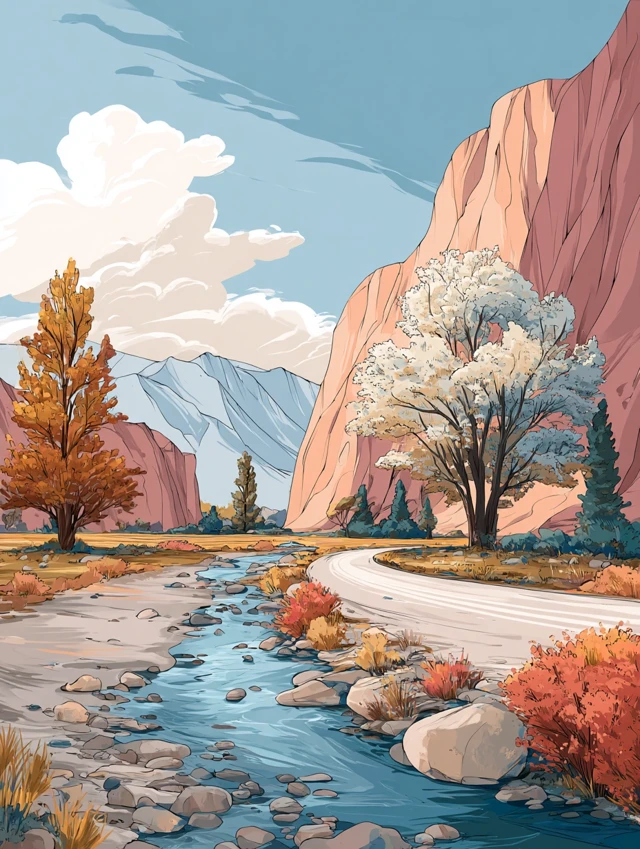 Xinjiang Scenery Illustration Artistic Landscape