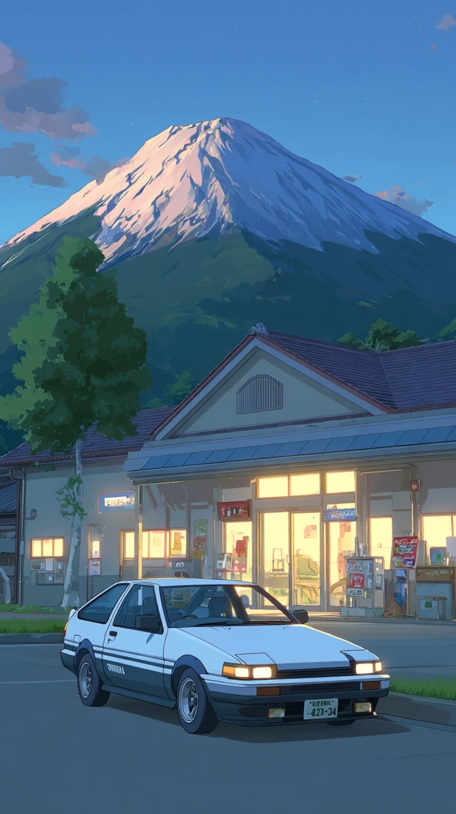 AE86 at Fujiwara Tofu Shop: Studio Ghibli Scene