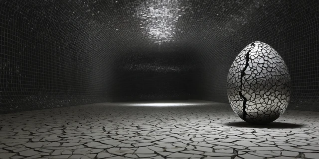 Cracked Eggshell in Dim Lit Room