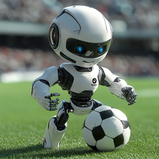 3D Robot Soccer Player Futuristic Design