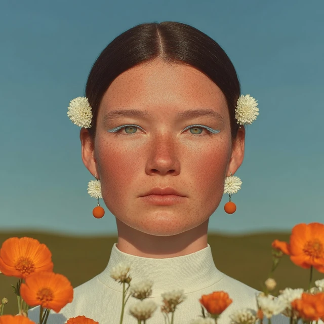 Bohemian Bridal Model in Flower Field