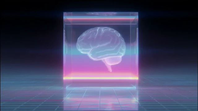 Vaporwave Brains and Blockchain Cubes Futuristic
