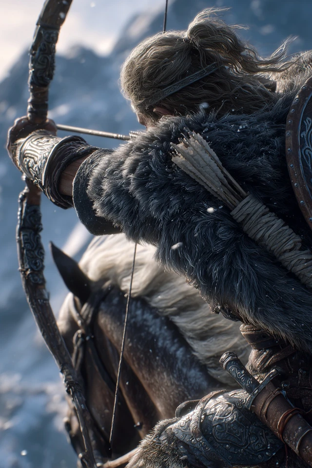 Viking Warrior Archery Action Shot Cinematic Detail