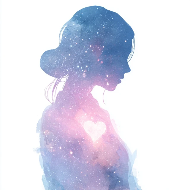 Calm Feminine Silhouette Watercolor Art