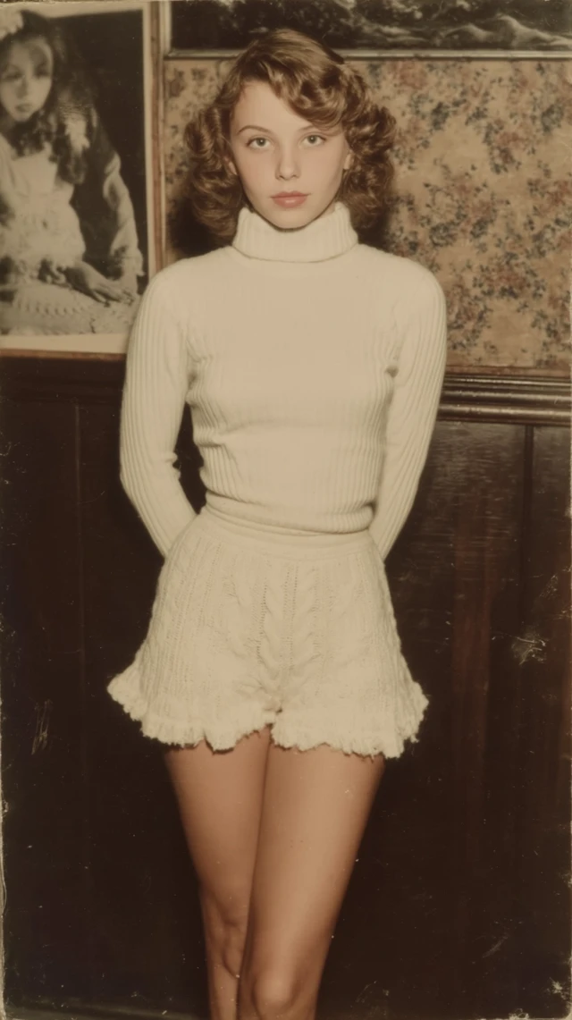 1945 Studio Photo Girl in Turtleneck Sweater