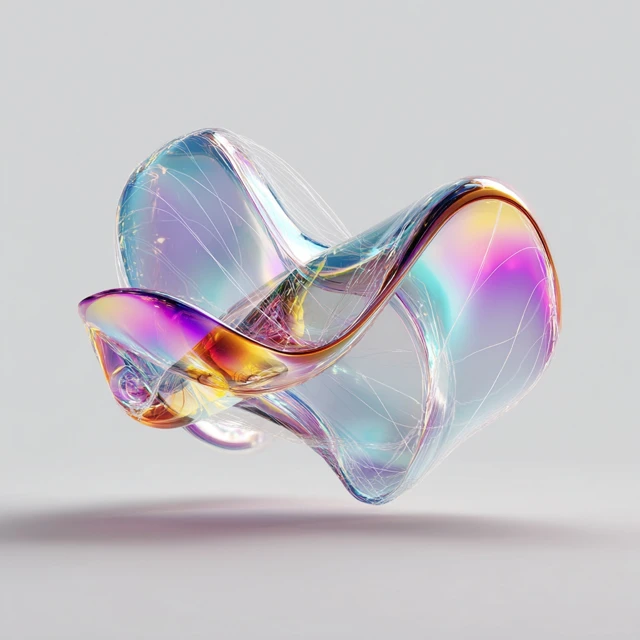 Abstract 3D Shape Fluid Iridescent Digital Art