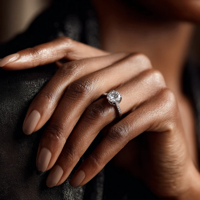 Diamond Ring Black Hand Engagement Portrait