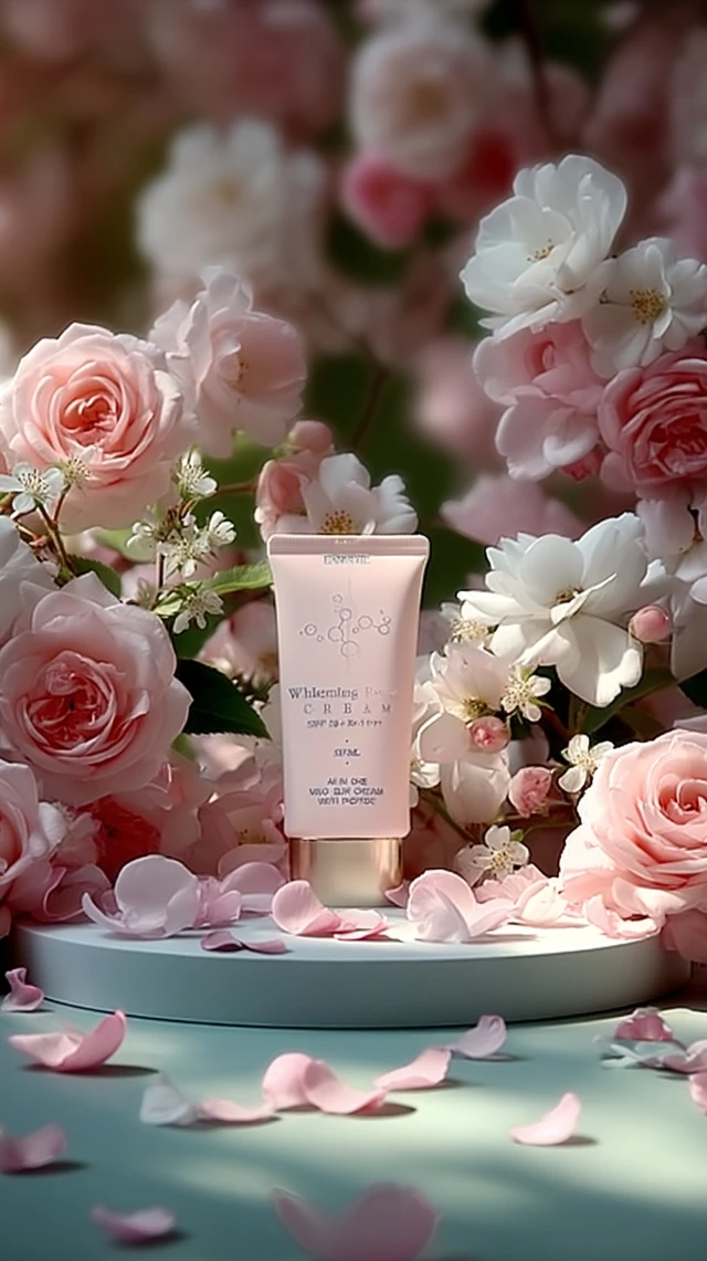 Whitening Cream Product Photography Floral Theme